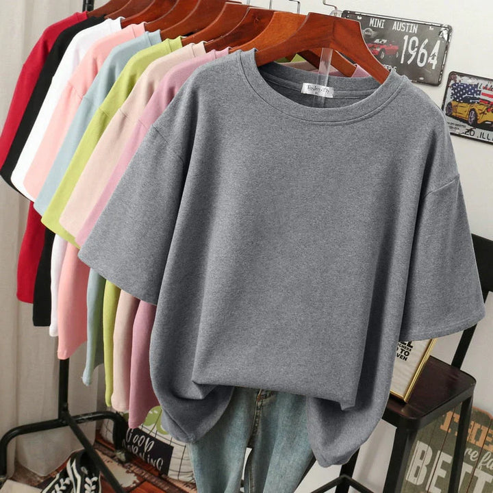 Drune | Kuscheliges Baumwoll-Basic T-Shirt In Übergröße für Frauen