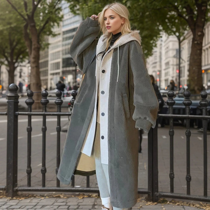 Drune | Lange Hoodie-jacke Teddy-material Warm und Trendy