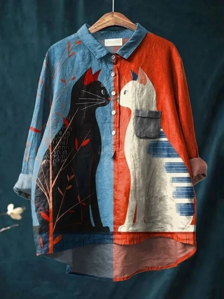 Drune | Katzenkunst Auf Weißem T-Shirt