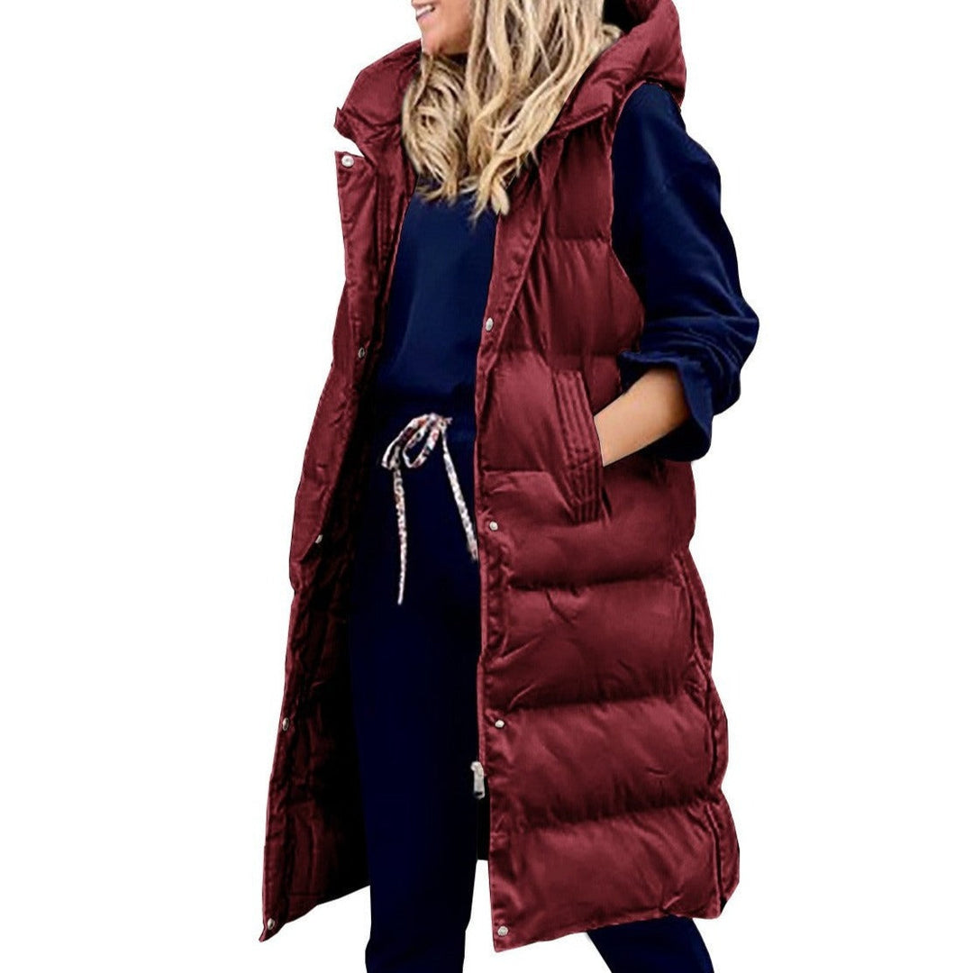 Drune | Kapuze Lange Weste Lässig Mode Einreihig Jacke
