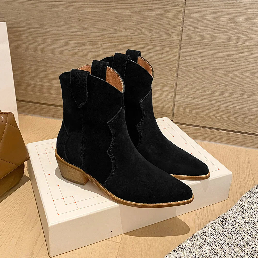 Drune | Rindsleder Damen Wildleder Damen Stiefel Mit Absatz