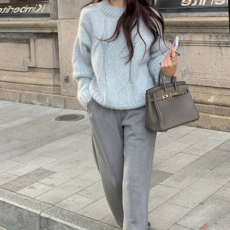Drune | Sweater - Wollstrick - Oversized Passform - Zopfmuster - Langarmpullover