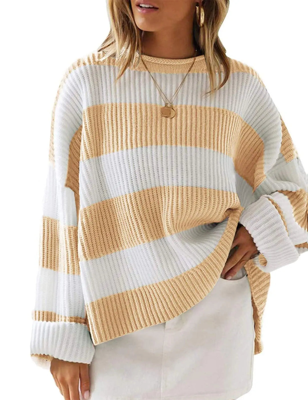 Drune | Langarm Gestreifter Rollkragenpullover