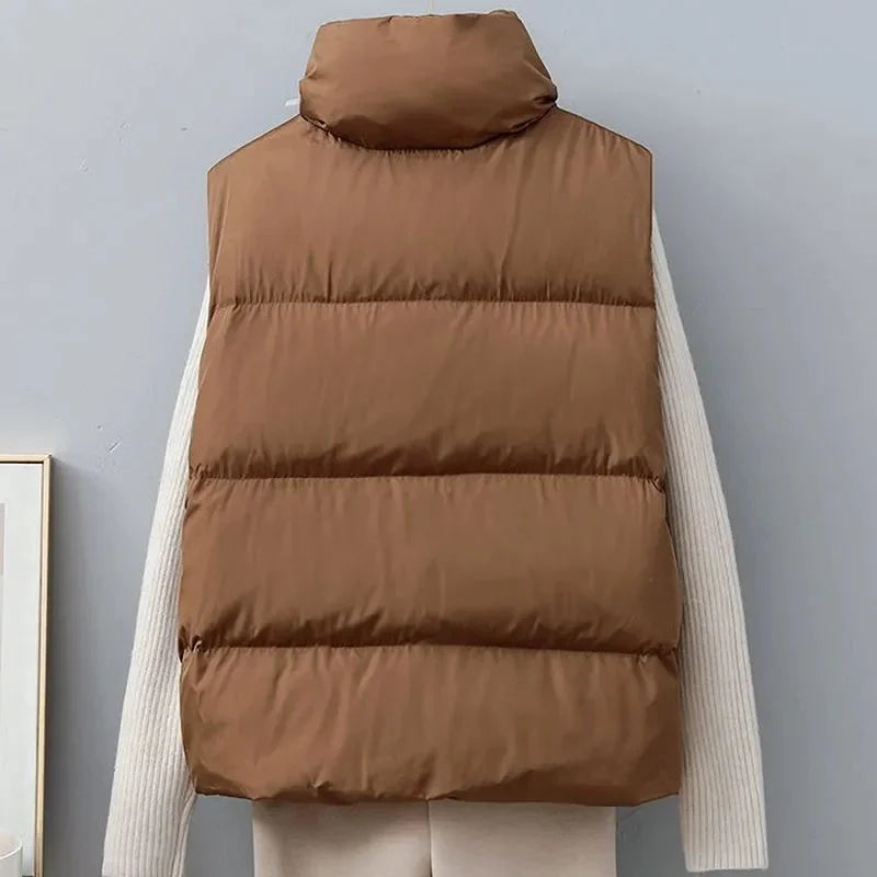 Drune | Kurze Pufferweste mit Hohem Kragen Polyester Minimalistisch, Komfortabel