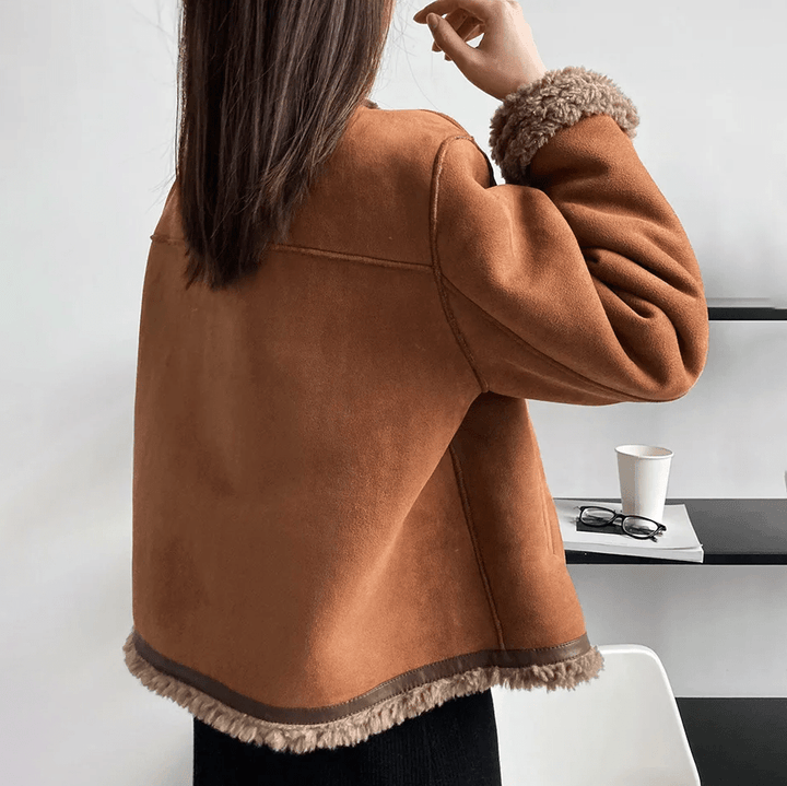 Drune | Kunstsuede Jacke - Lammfell-Futter - Kurzer Schnitt - Lässige Winterlage