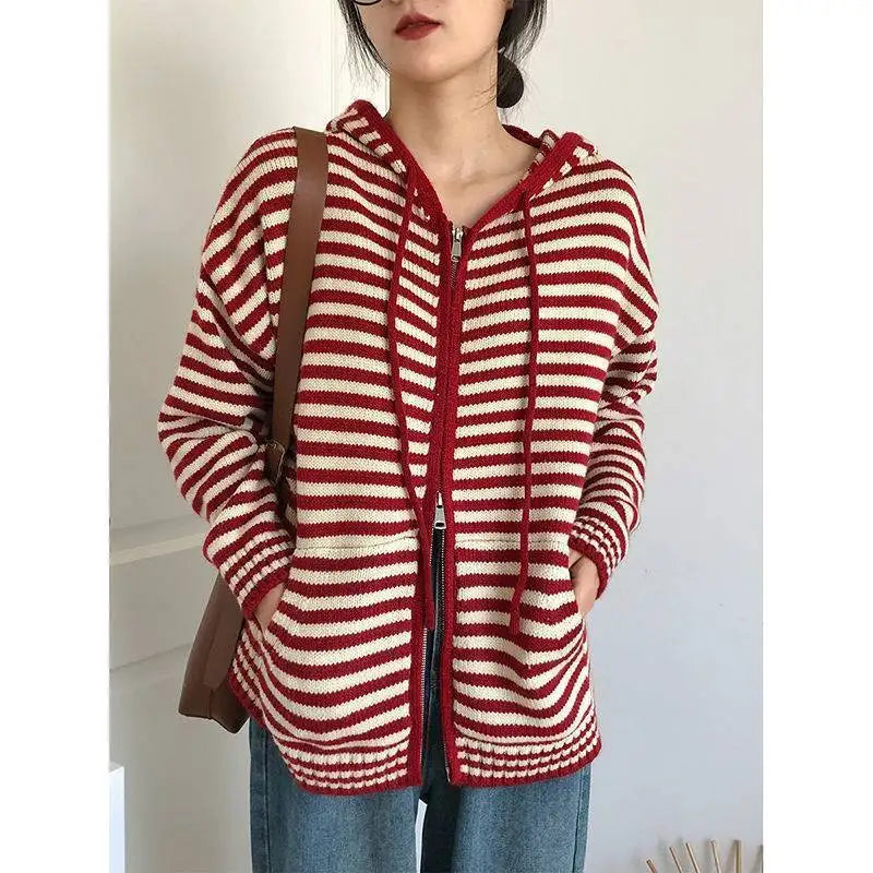 Drune | Gestreifter Kapuzenpullover Pullover