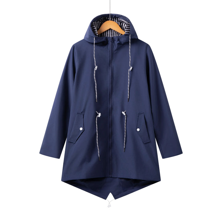 Drune | Damen Kapuze Wasserdichter Trenchcoat Lässig