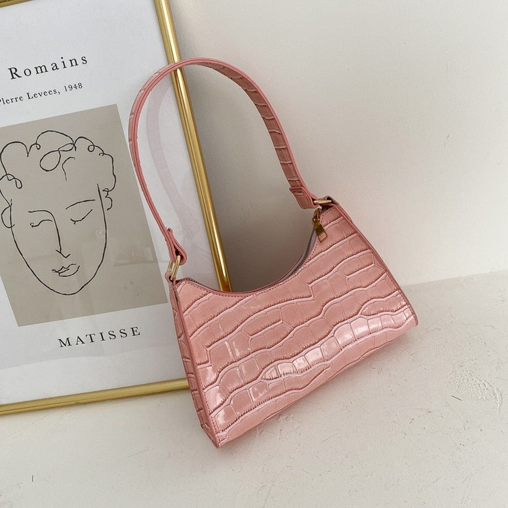 Drune Modische Exquisite Einkaufstasche Tote Schultertaschen Einfarbig Kettentasche für Damen