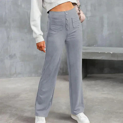 Drune | Elastische Freizeithosen mit hoher Taille fur Damen