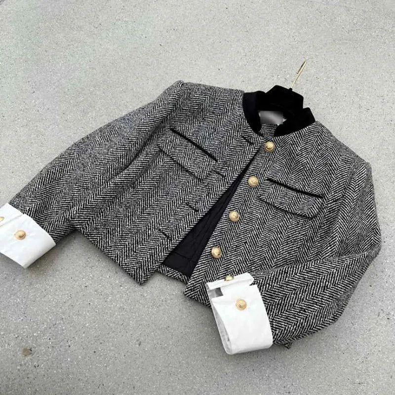 Drune | Karierte Jacke mit Metallknöpfen