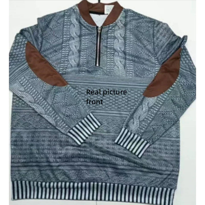 Drune | Halbzipper Pullover - Modischer Strick-Look für Herbst und Winter, Warmes Sweatshirt mit Stehkragen und Ellbogen-Patches, Freizeit & Alltag