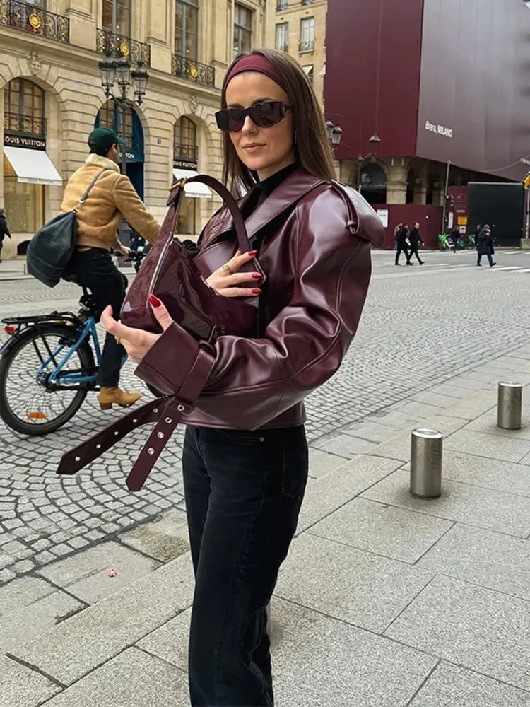 Drune | Kurze Frühlings-Sommer Lederjacke für Frauen
