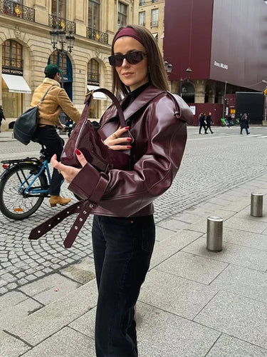 Drune | Kurze Frühlings-Sommer Lederjacke für Frauen