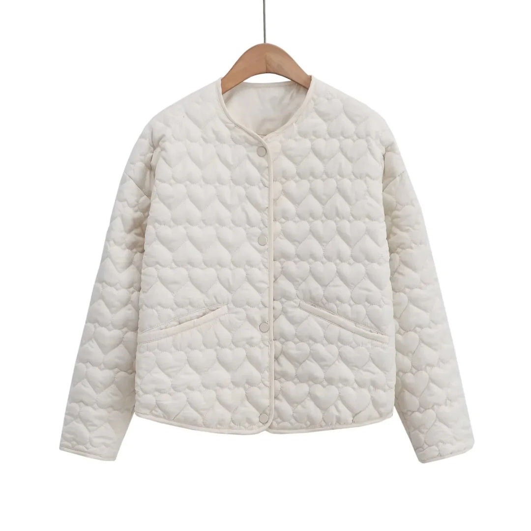 Drune | Steppjacke mit Herzen – Leichter Puffer mit Druckknöpfen