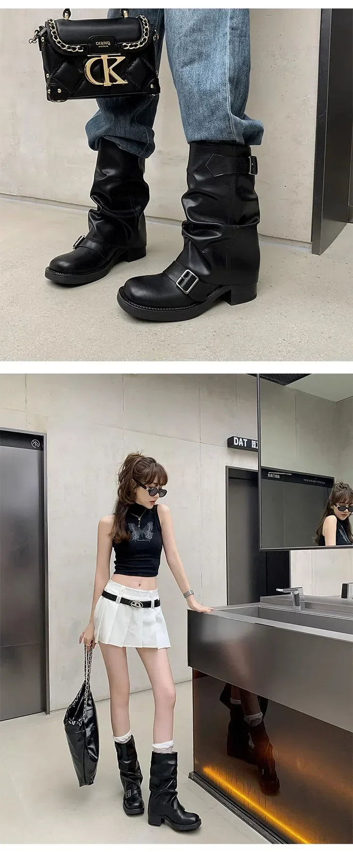Drune | Falten Mid-Calf Stiefel