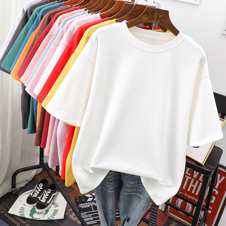 Drune Kuscheliges Baumwoll-Basic: Plus-Size T-Shirt für Damen