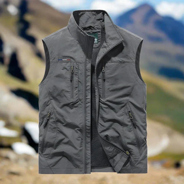 Drune Herren Outdoor-Weste mit Reißverschluss und mehreren Taschen