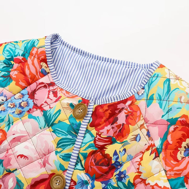Drune | Sprudelnde Jacke mit Blumenmuster Mehrfarben Baumwolle Mutig und Trendy
