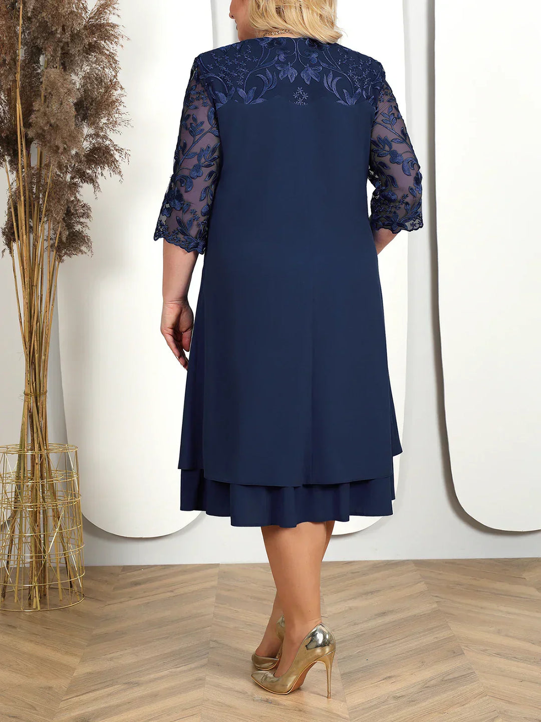 Drune - Damen Elegantes Besticktes Abendkleid, Fließend & Figurbetont Geschnitten