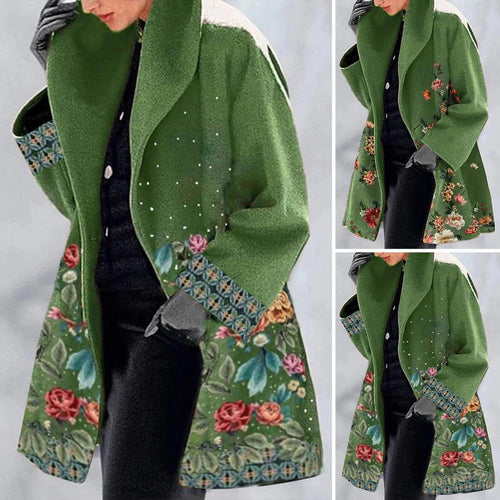 Drune | Warm Bedruckter Wintermantel Für Damen Lang