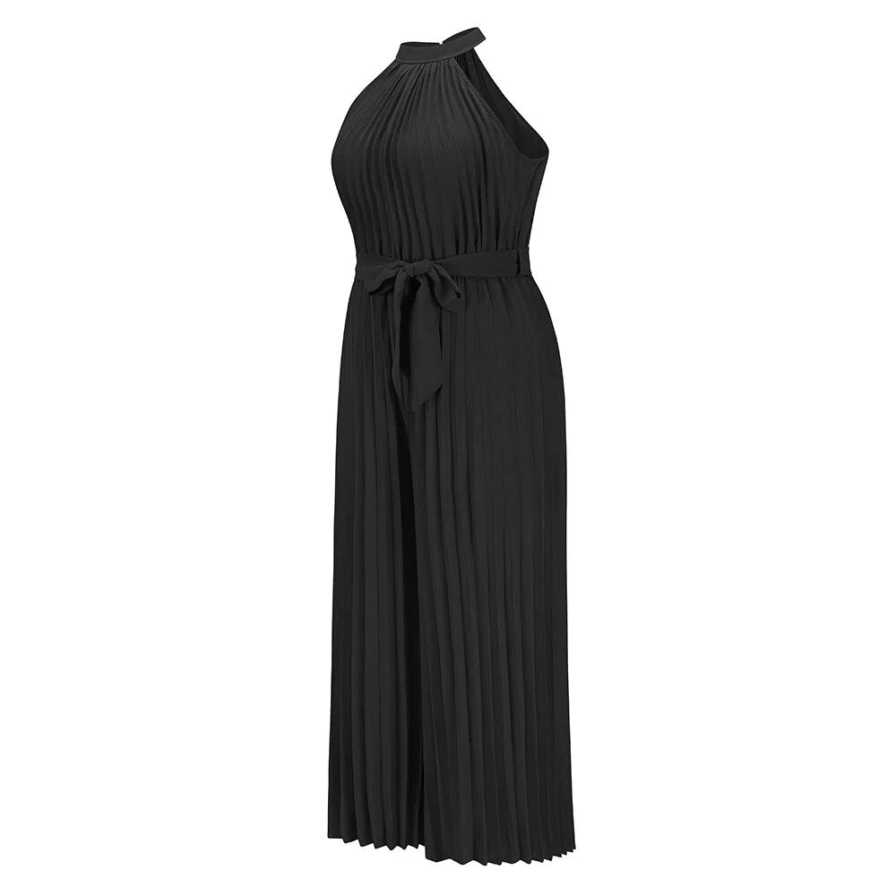 Drune | Plissierter Overall mit Neckholder und Gürtel