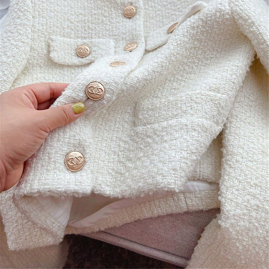 Drune | Damen Tweedjacke mit Rundhalsausschnitt