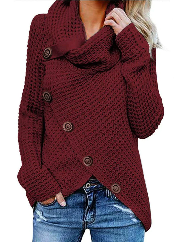 Drune | Gestrickte Wolle Lässige Passform Schalkragen Frontknöpfe