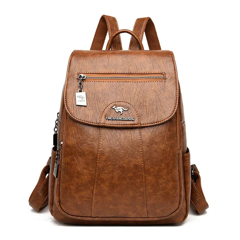 Drune | Großer Leder Rucksack Mit Diebstahlschutz Für Damen