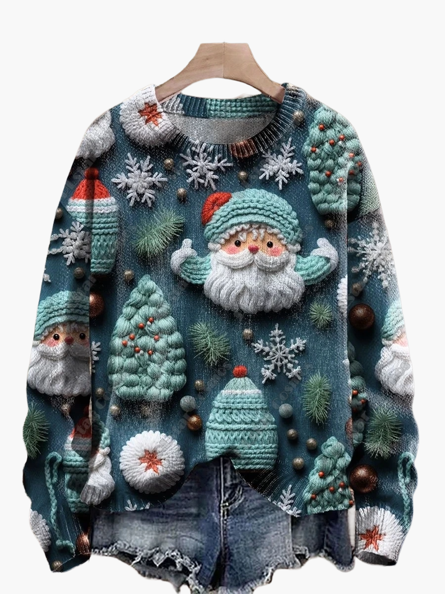 Drune | Weihnachtspullover mit festlichen 3D-Stickereien - Ideal für die Feiertage, Party & Winter