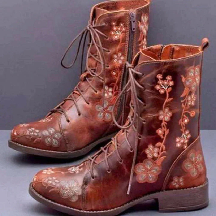 Drune | Retro-Stiefel mit Ethnischer Stickerei