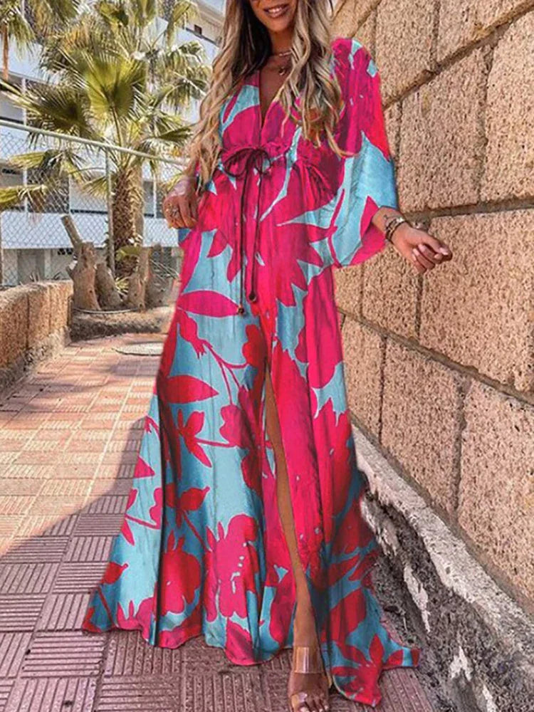 Drune - Elegnat bedrucktes Beach Cover Up Kleid