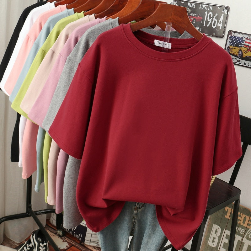 Drune Kuscheliges Baumwoll-Basic: Plus-Size T-Shirt für Damen