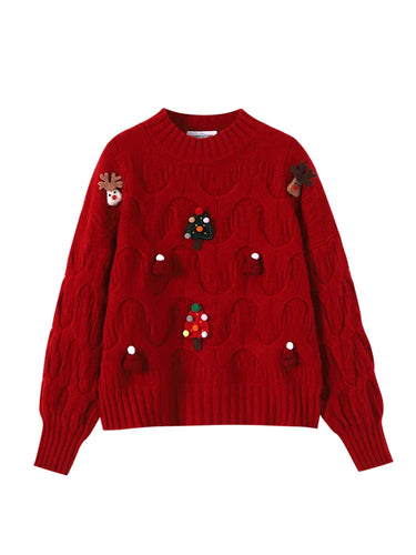 Drune - Hässlicher Weihnachtspulli - Damen Weihnachtspullover im Vintage-Stil