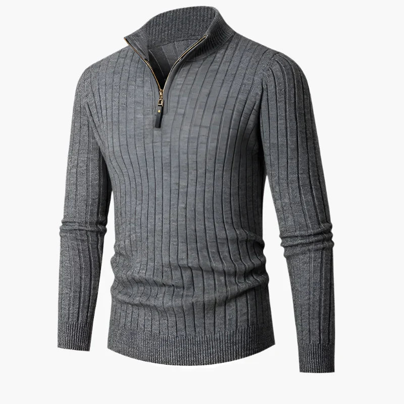 Drune | Strickpullover mit Stehkragen und Halbreißverschluss - Eleganter Freizeit- und Business-Look