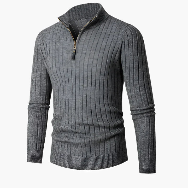 Drune | Strickpullover mit Stehkragen und Halbreißverschluss - Eleganter Freizeit- und Business-Look
