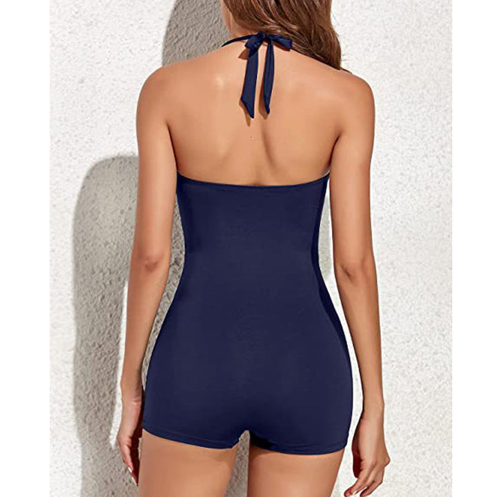 Drune | Damen Boyleg Badeanzug mit Neckholder & Shaping Effekt