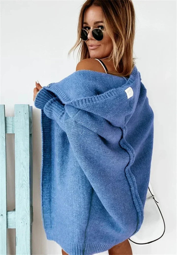 Drune | Superweiche Gestrickte Strickjacke Mit Taschen Und Kapuze Für Damen