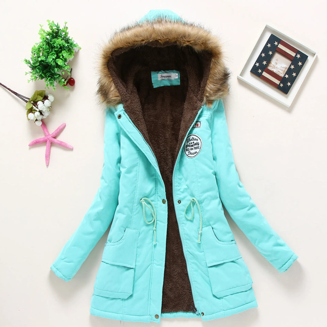 Drune | Modische Winterjacke mit Kunstfellbesatz