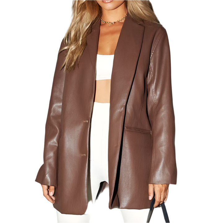 Drune | Vintage Blazer mit Lederlook für Damen