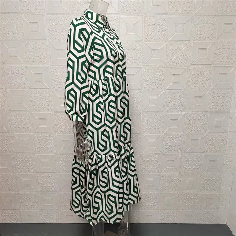 Drune | Langärmliges Kleid Mit Geometrischem Muster