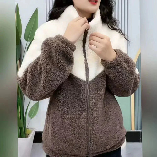Drune | Blocked Sherpa Jacke - Ultra-weiche Wärme - Reißverschluss-Design - Winter Freizeit