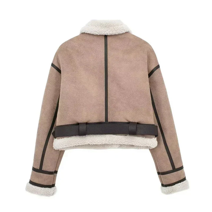 Drune | Lammfelljacke - Kurzes Modell - Oversized Fit - Warme Wollfutter - Reißverschluss schließen