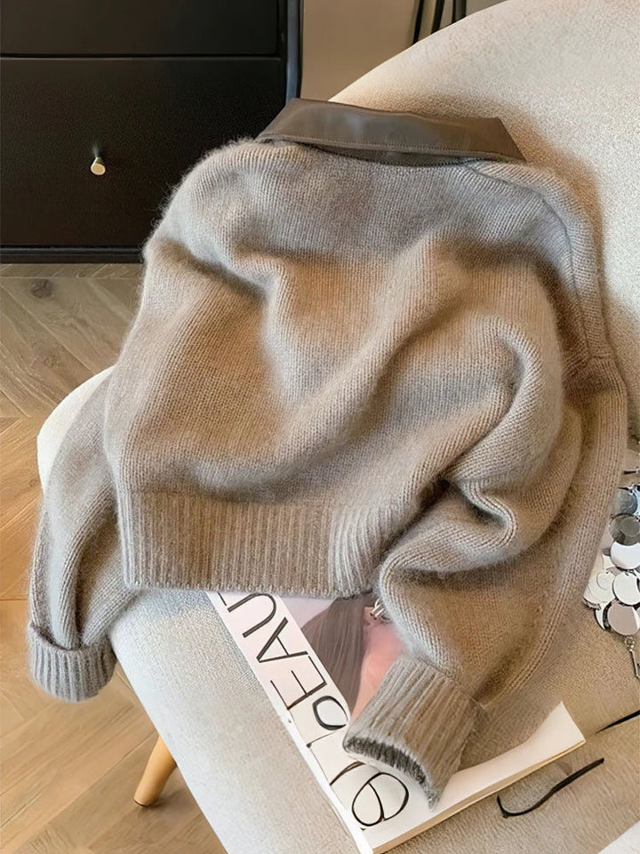 Drune | Strickjacke mit Reißverschluss und elegantem Kragen - Modischer Cropped Cardigan für Alltag und Büro