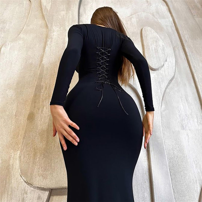 Drune | Elegantes Langarm-Bodycon-Maxikleid
