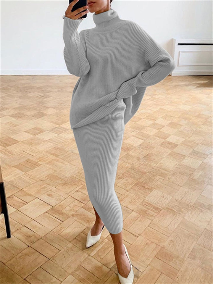Drune | Schickes Herbst Strick Zweiteiliges Slim Fit Set für Frauen