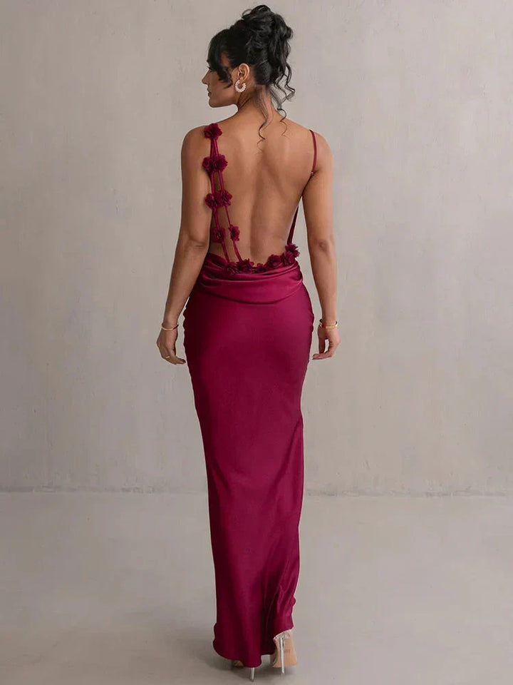 Drune | Satin Kleid mit Blumen