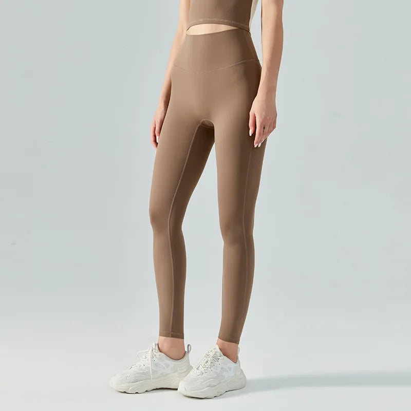 Drune | Emily Sportswear Naked Hochtaillierte Tight Yoga Hosen Doppelseitig Gebürstet Pfirsich Po-Hebende Lauf Sport Fitness Leggings