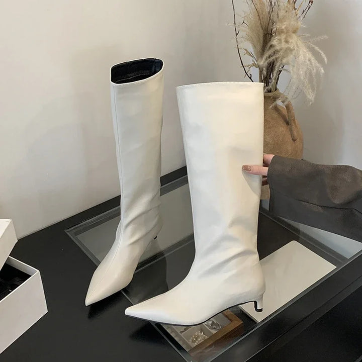 Drune | Knielange dünne Absatzstiefel