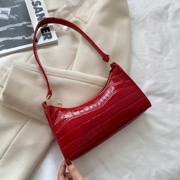 Drune Modische Exquisite Einkaufstasche Tote Schultertaschen Einfarbig Kettentasche für Damen