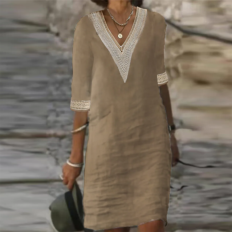 DruneStilvolles Leinen Sommerkleid für Frauen